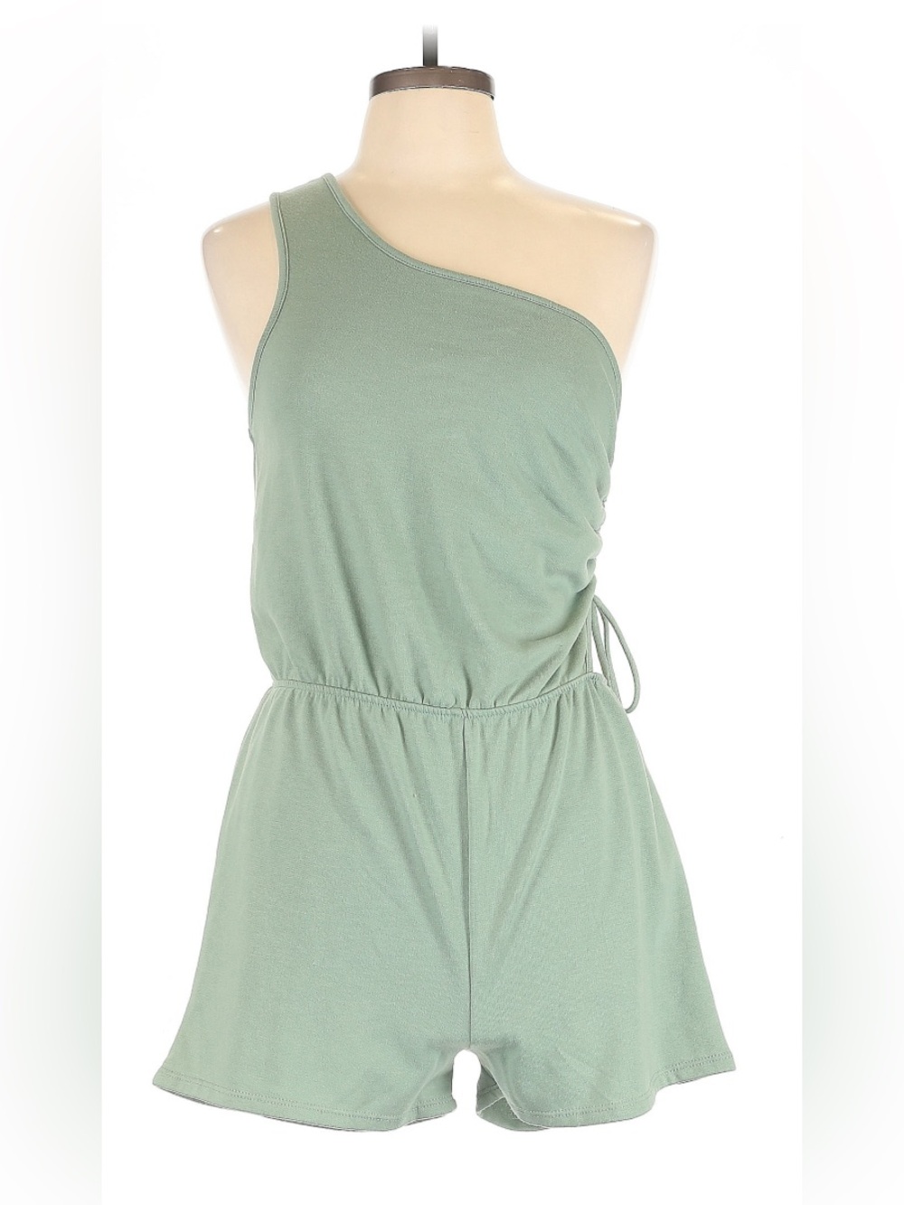 Le Lis One-Shoulder Sage Green Romper Dress